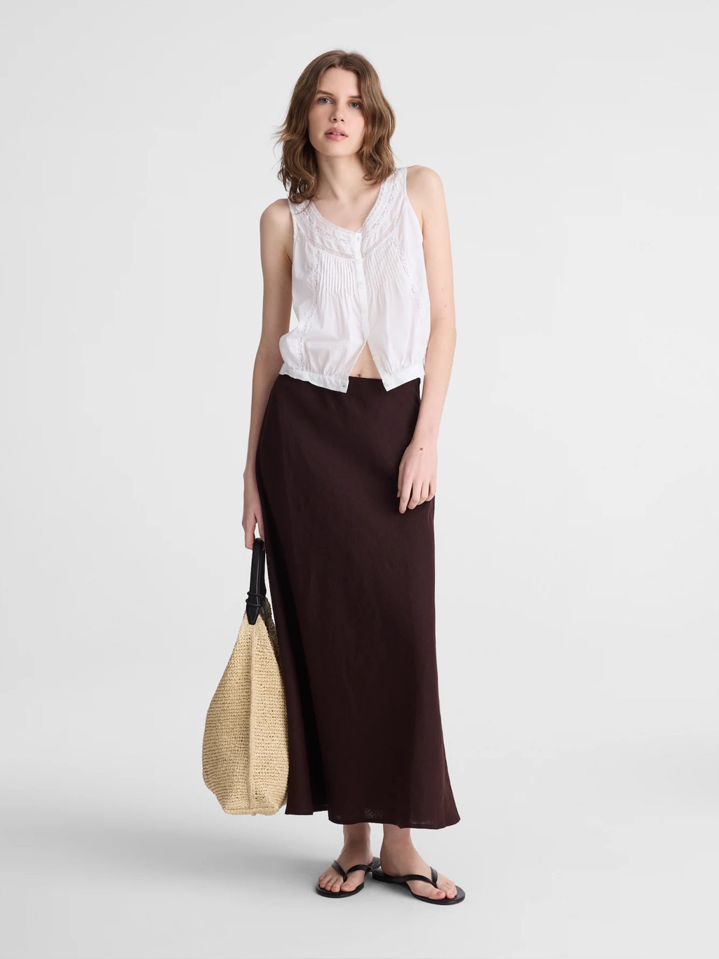 Madewell Maxi Slip Skirt In Linen